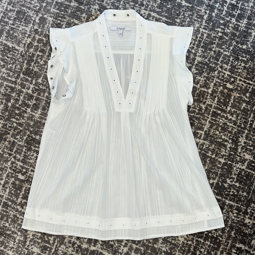 Derek Lam 10 Crosby White Flutter Tank with Gromets